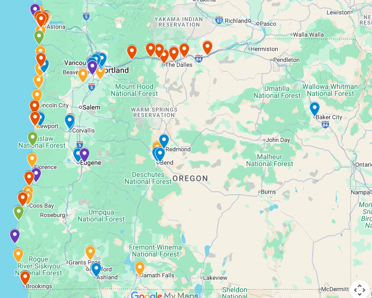 Oregon Seafood Locator Map
