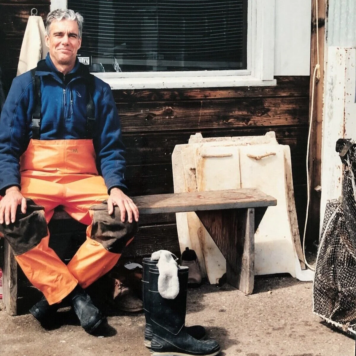 Art in front of his farm