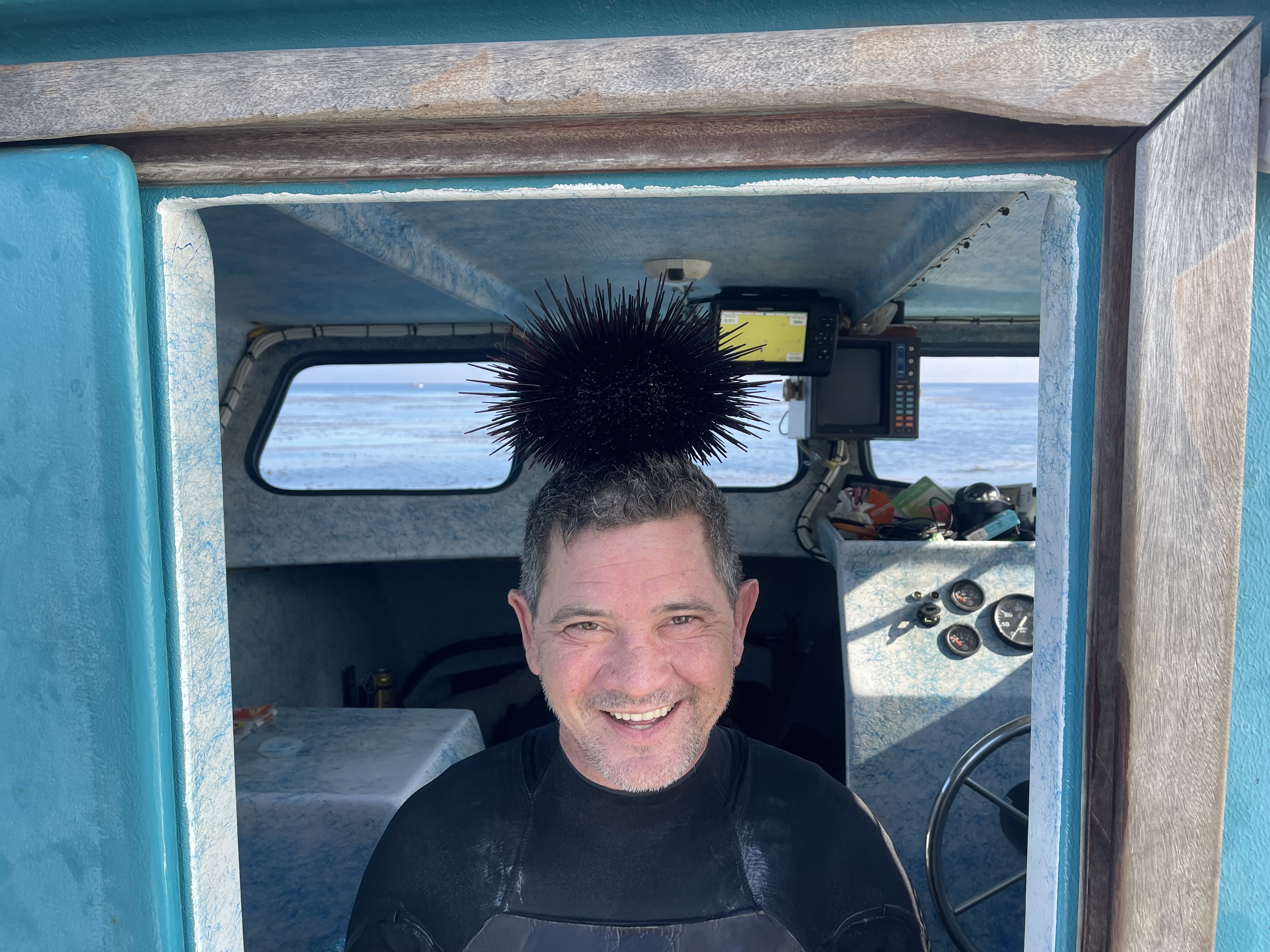 Scott with an urchin