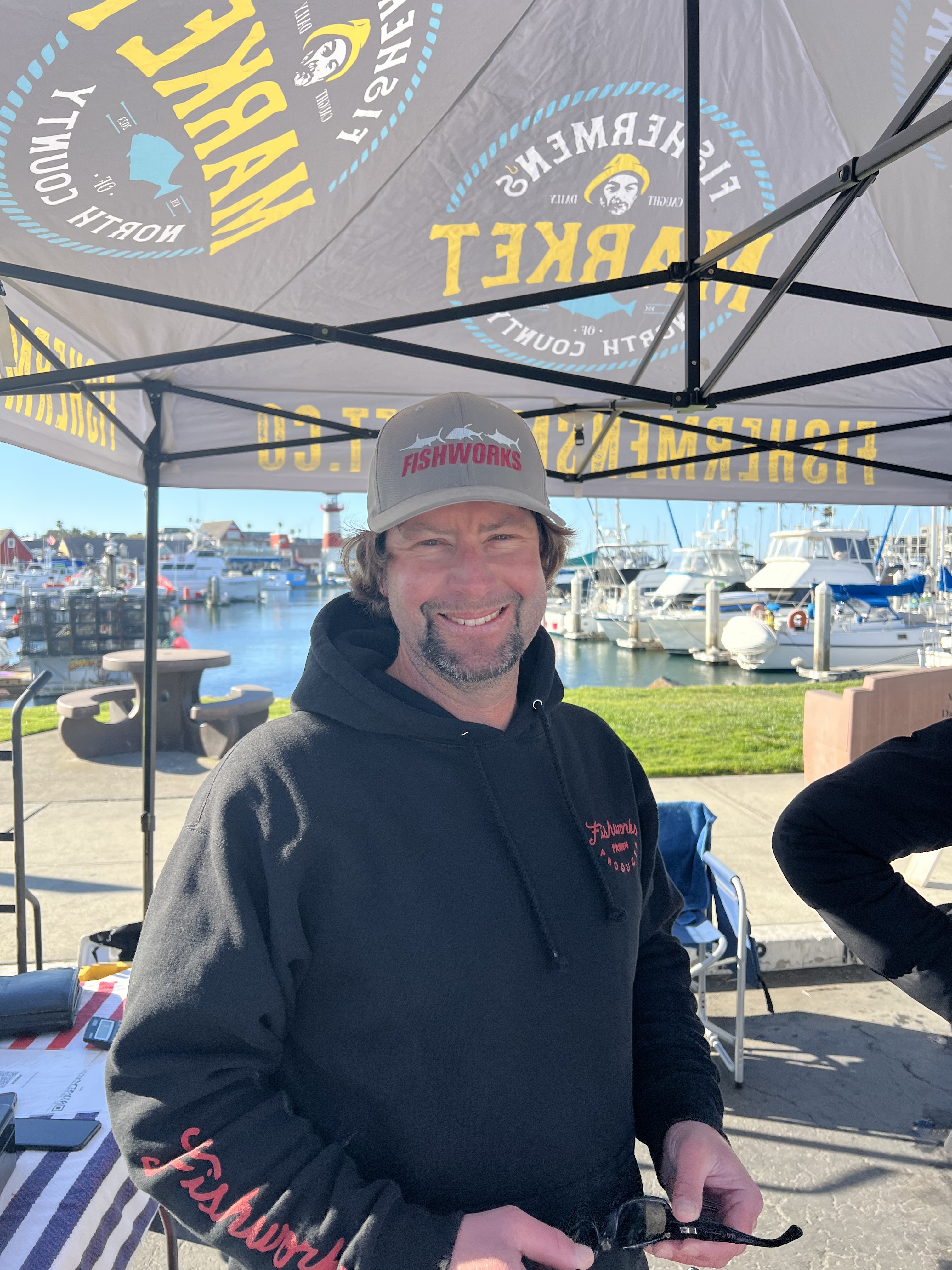 Tristan at his booth at the Fishermen's Market