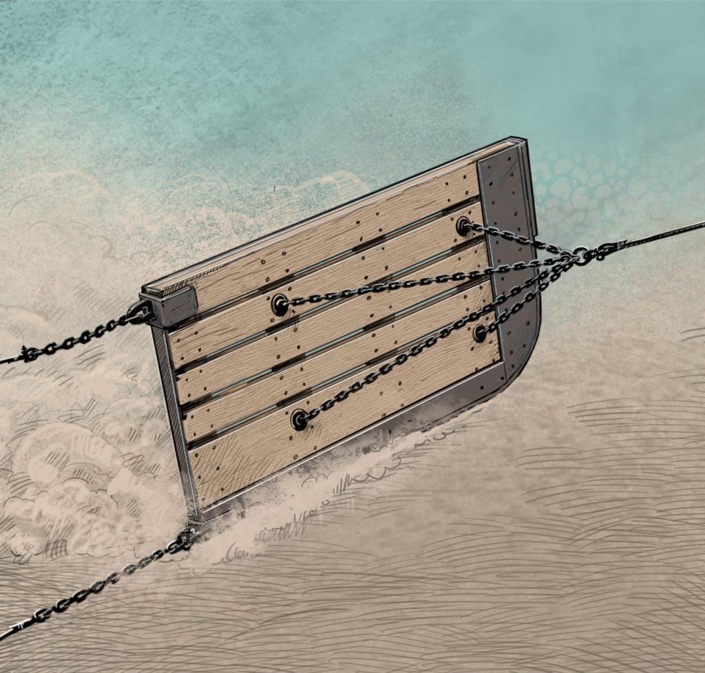 Wooden door for a pink shrimp trawl net