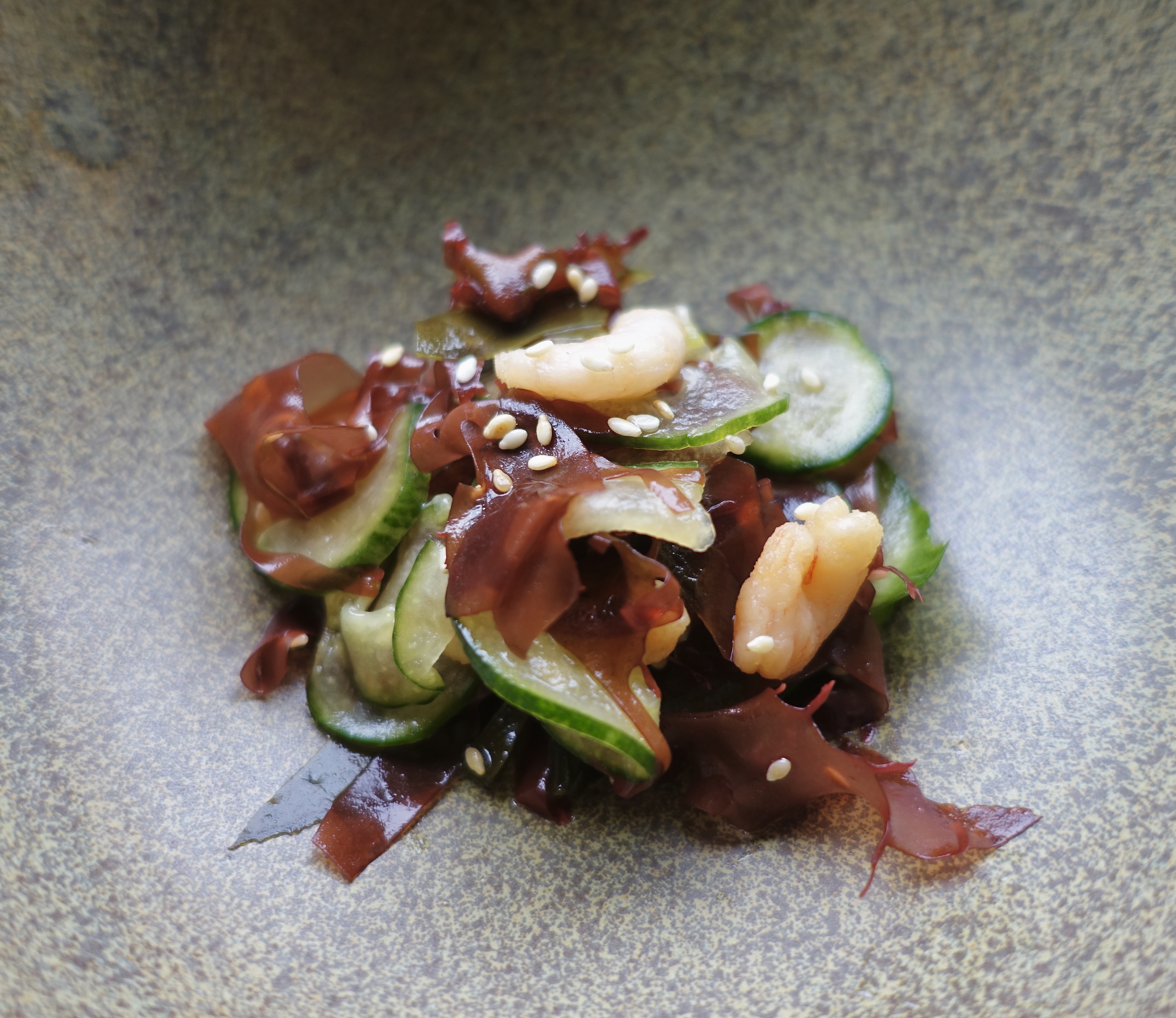 Pink Shrimp, Cucumber, and Seaweed Salad
