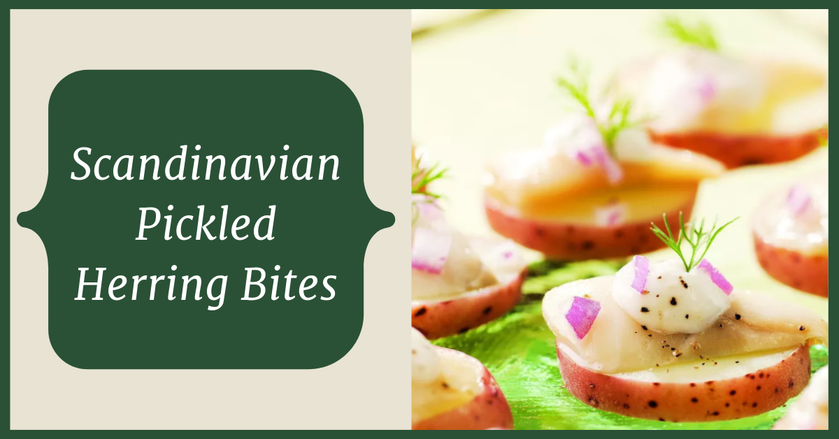 Scandinavian pickled herring bites