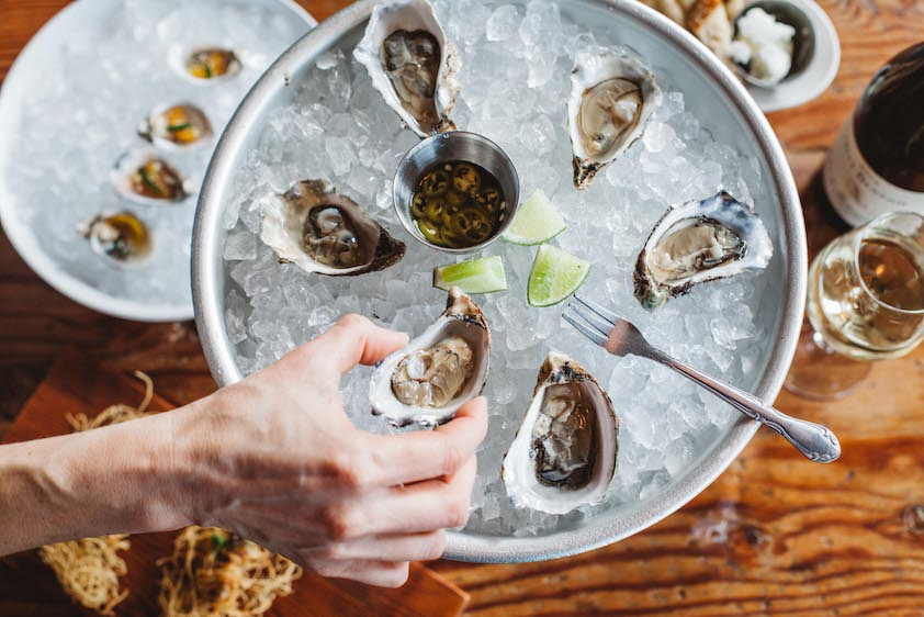 dressed oysters on ice