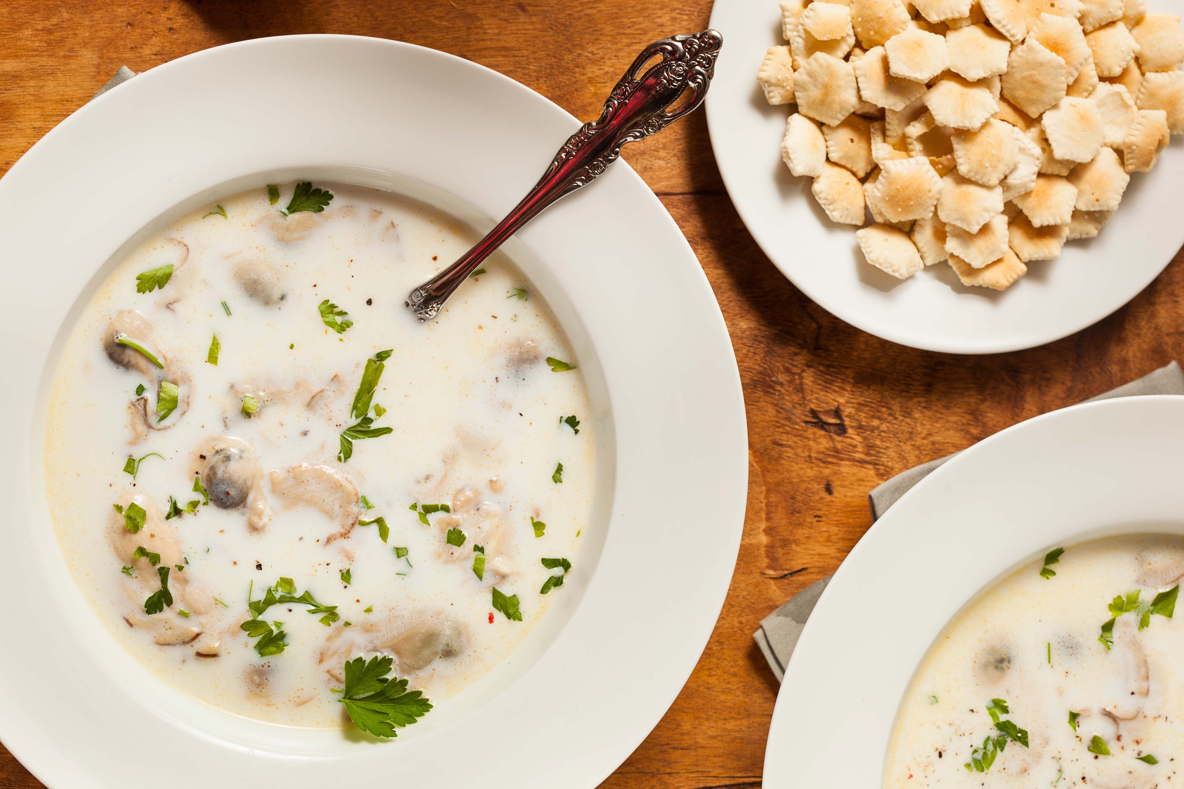 Stock photo of oyster soup. Credit: Brent Hofacker, Adobe Stock