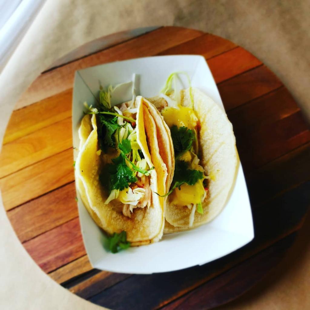 Photograph of albacore mango tacos