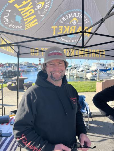 Tristan at his booth at the Fishermen's Market