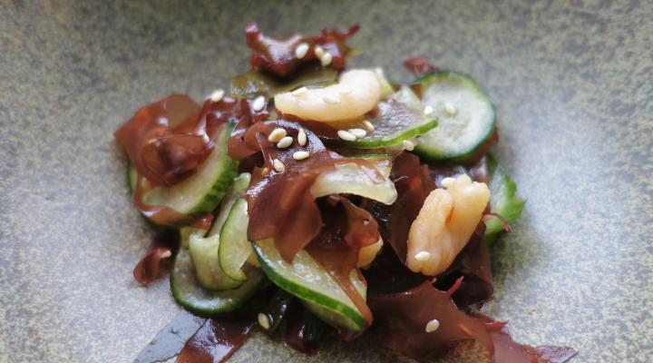 Pink Shrimp, Cucumber, and Seaweed Salad