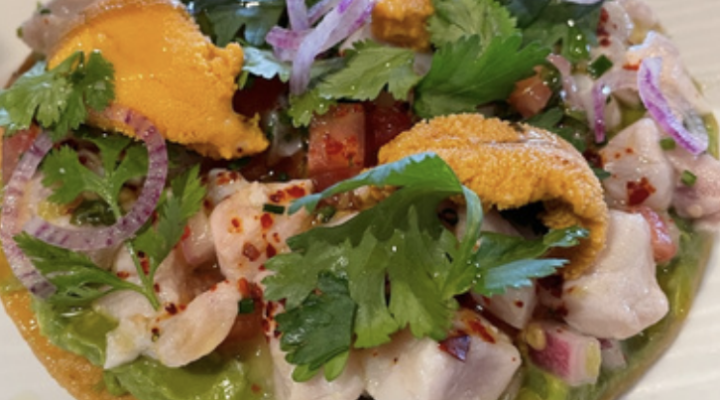 Rockfish ceviche on a tostada
