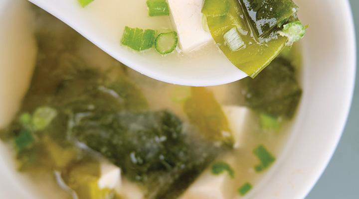 bowl of sugar kelp miso soup