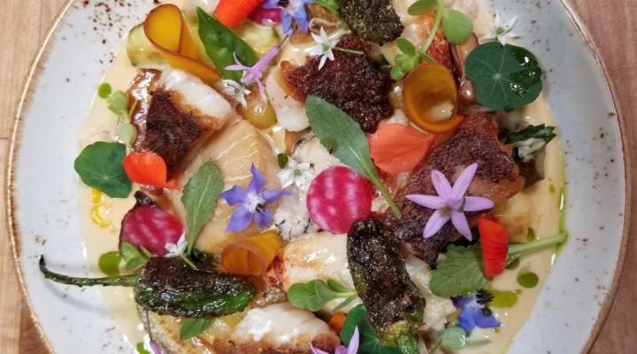 photograph of seafood chowder