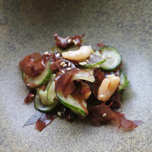 Pink Shrimp, Cucumber, and Seaweed Salad