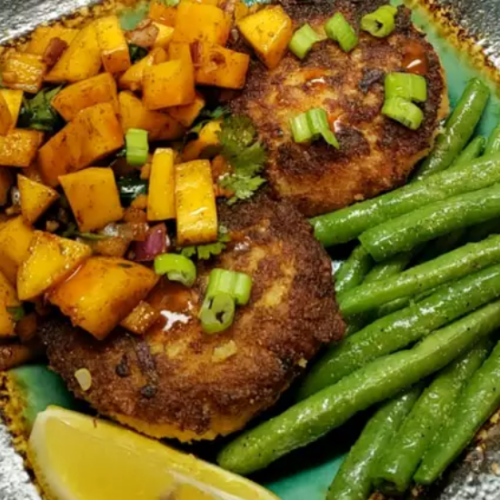 Grilled Caribbean crab cakes